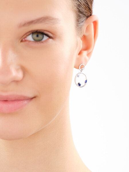 Rhodium Plated Silver Dangling Earring with Cubic Zirconia