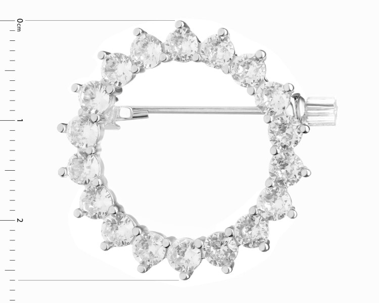 Rhodium Plated Silver Brooch with Cubic Zirconia