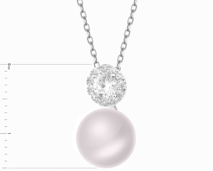 Rhodium Plated Silver Pendant with Pearl