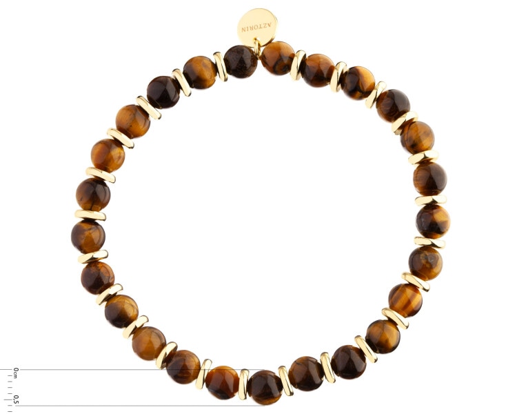 Gold-Plated Brass Bracelet with Tiger's Eye