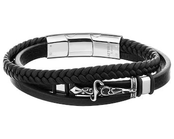 Stainless Steel, Leather Bracelet