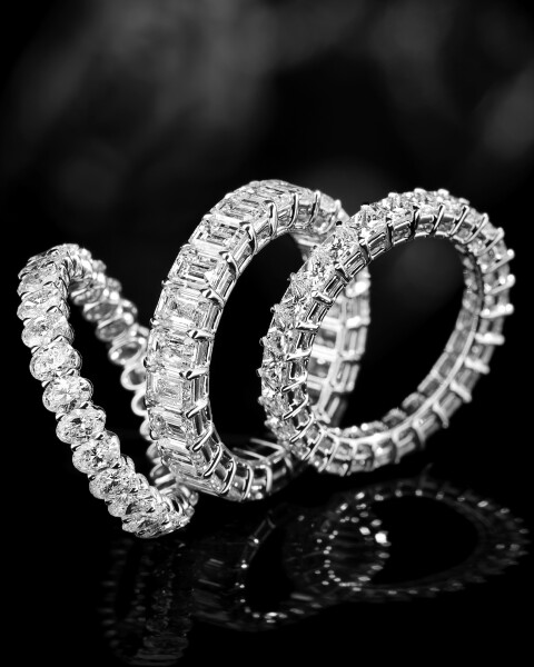 18 K Rhodium-Plated White Gold Eternity with Diamonds - 2,39 ct - fineness 18 K