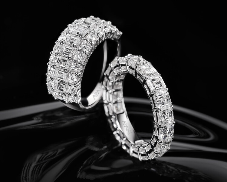 18 K Rhodium-Plated White Gold Eternity with Diamonds - 6,04 ct - fineness 18 K