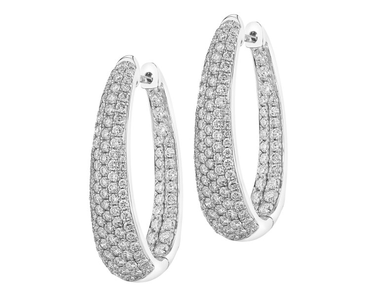 18 K Rhodium-Plated White Gold Earrings with Diamonds 2,28 ct - fineness 18 K