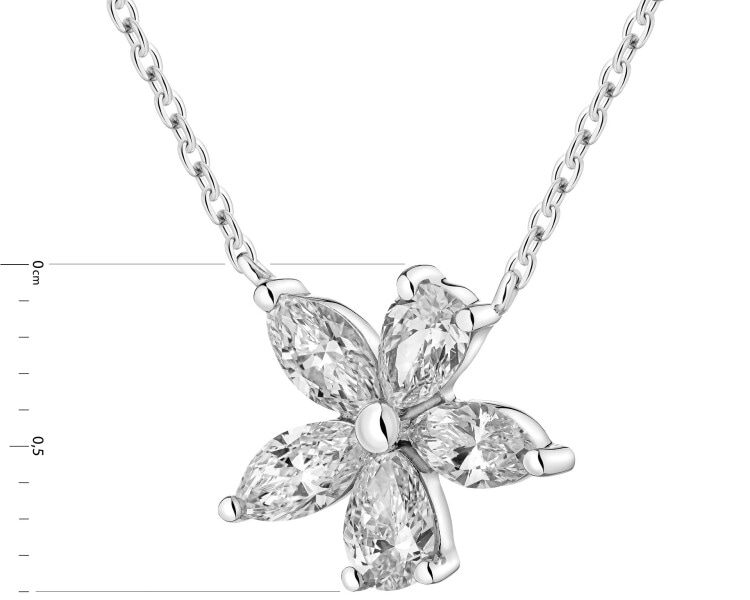 Náhrdelník z bílého zlata s diamanty - květ 0,57 ct - ryzost 585