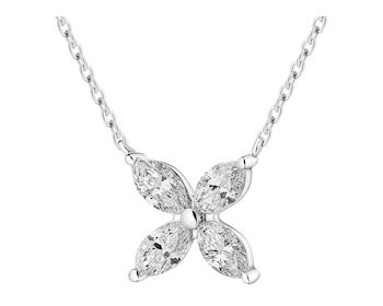14 K Rhodium-Plated White Gold Necklace with Diamonds 0,43 ct - fineness 14 K