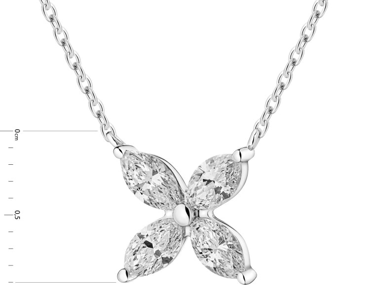 14 K Rhodium-Plated White Gold Necklace with Diamonds 0,43 ct - fineness 14 K