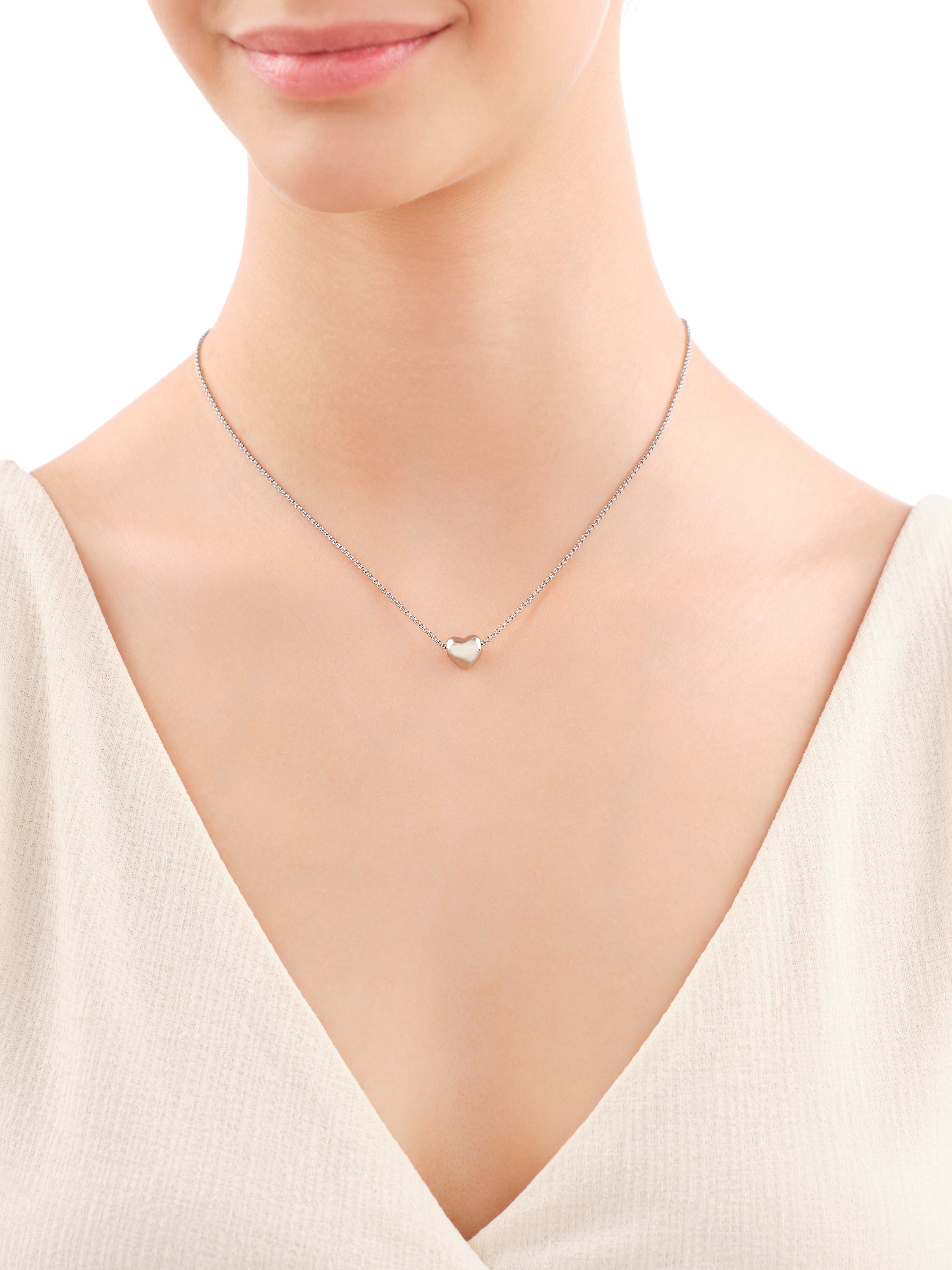 thumbnail image 2 of Stainless Steel Silver Jewelry Set: Pendant Necklace, Stud Earrings, Bracelet (16.5") Z754 2 of 4