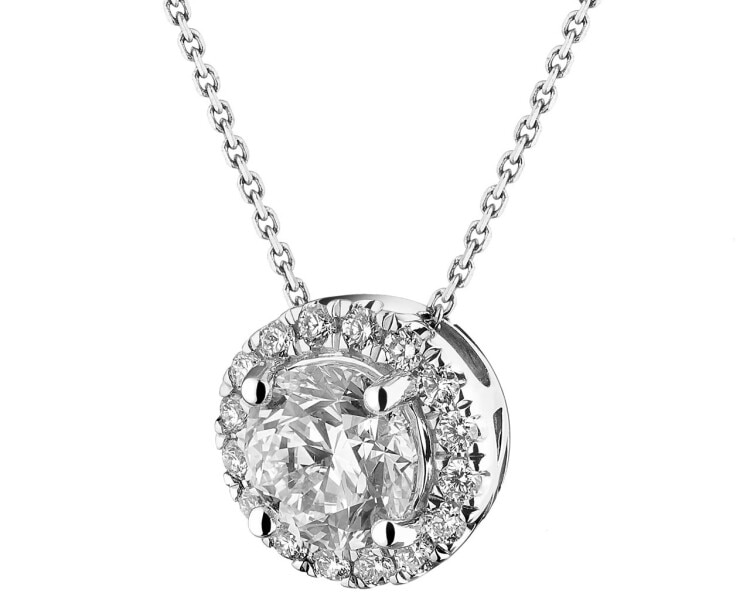 18 K Rhodium-Plated White Gold Necklace 1,17 ct - fineness 18 K