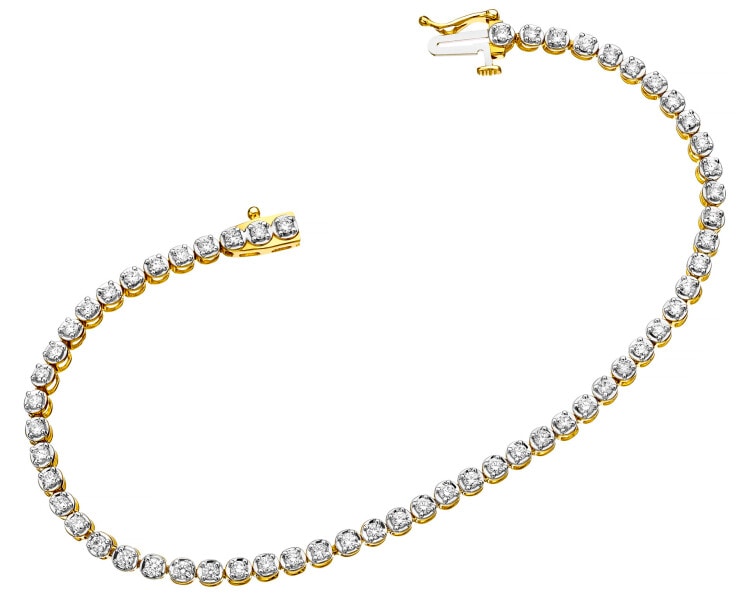 14ct Yellow Gold Bracelet with Diamonds 1,35 ct - fineness 14 K