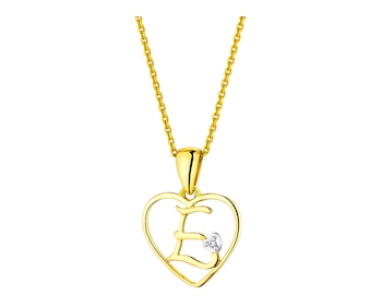 Přívěsek ze žlutého zlata s diamantem - písmeno E, srdce 0,005 ct - ryzost 585