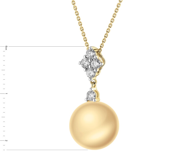 Zlatý přívěsek s brilianty a perlou Golden South Sea - ryzost 750