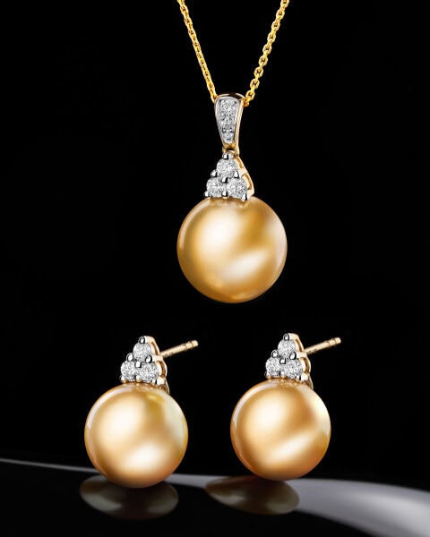 14 K Rhodium-Plated Yellow Gold Earrings - fineness 14 K