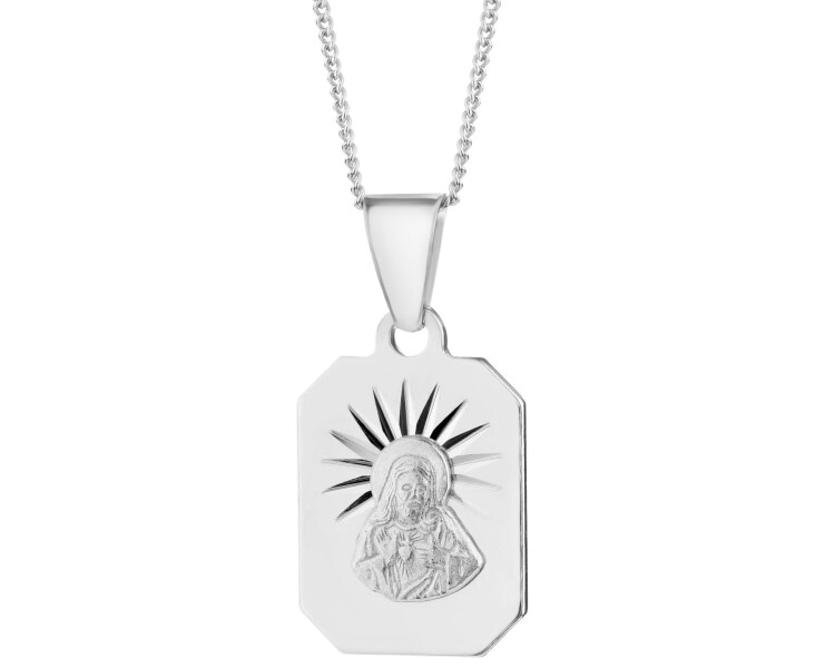 Medalik z wizerunkiem Chrystusa - zawieszka srebrna i łańcuszek - komplet