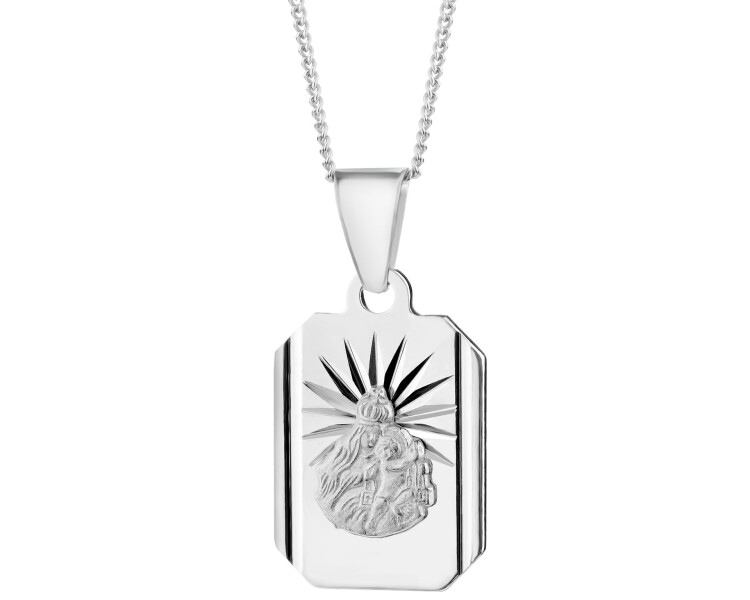Medailon s obrazem Krista - stříbrný přívěsek a řetízek - sada
