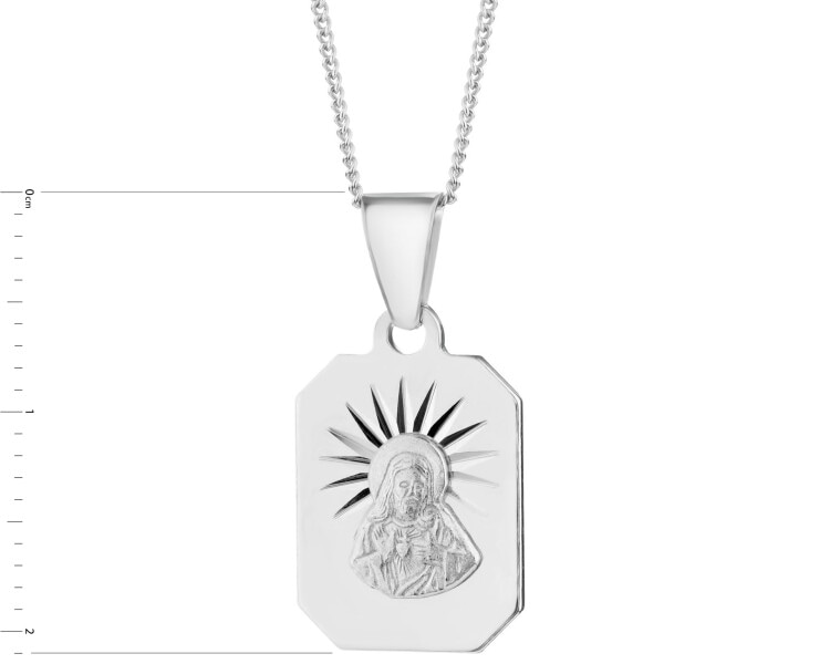 Medailon s obrazem Krista - stříbrný přívěsek a řetízek - sada