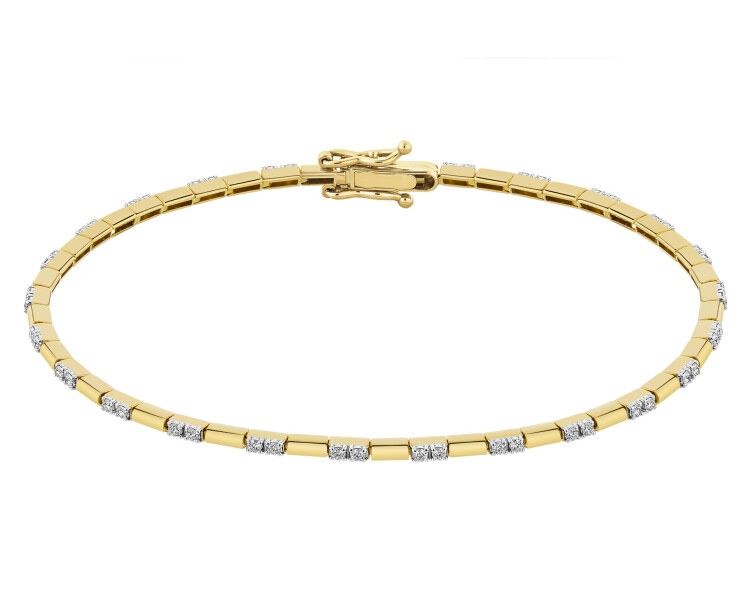14 K Rhodium-Plated Yellow Gold Bracelet with Diamonds 0,35 ct - fineness 14 K
