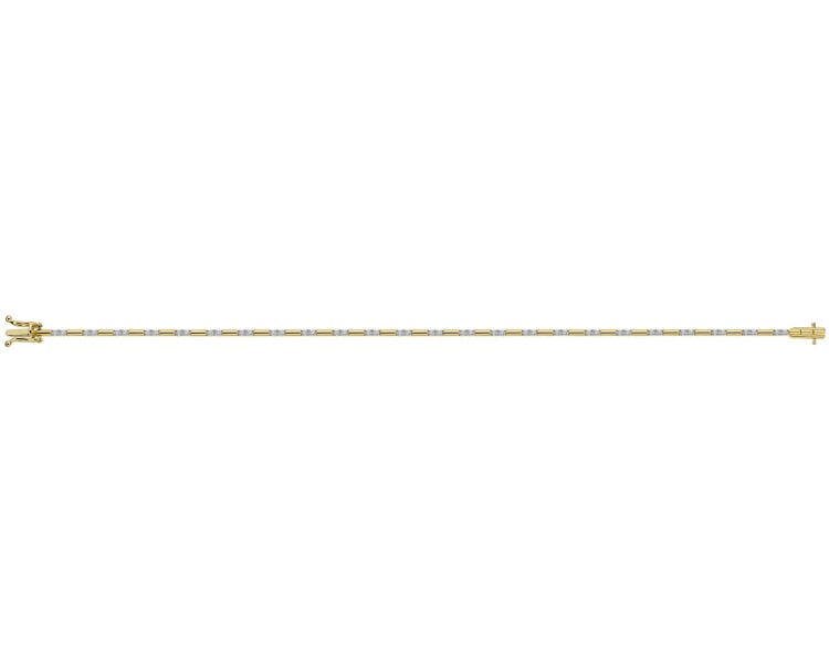 Bransoletka z żółtego złota z brylantami - 18 cm - 0,35 ct - próba 585