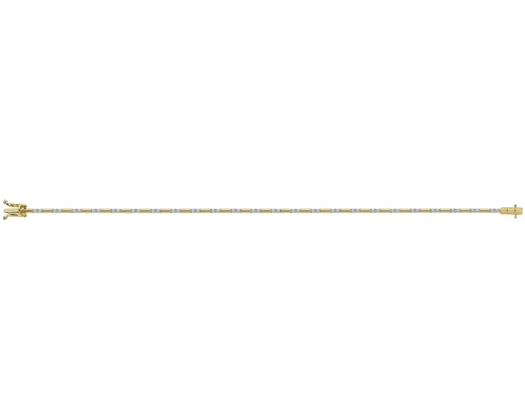 14 K Rhodium-Plated Yellow Gold Bracelet with Diamonds 0,35 ct - fineness 14 K