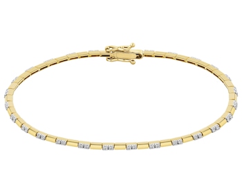 14 K Rhodium-Plated Yellow Gold Bracelet with Diamonds 0,35 ct - fineness 14 K