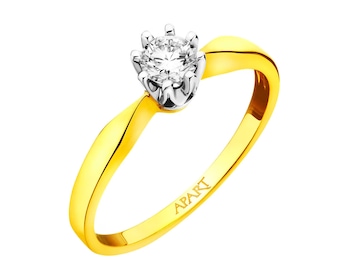 Prsten ze žlutého a bílého zlata s briliantem 0,28 ct - ryzost 585