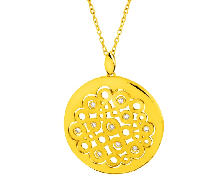 Gold-Plated Brass Necklace with Cubic Zirconia