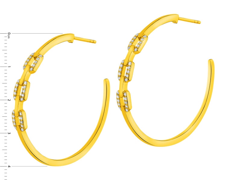 Gold-Plated Brass, Gold-Plated Silver Hoop Earring with Cubic Zirconia