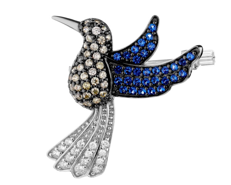 Stříbrná brož se zirkony - kolibřík