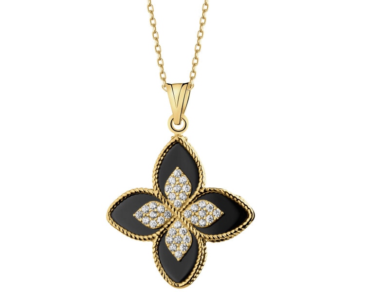 14 K Yellow Gold Pendant with Synthetic Onyx