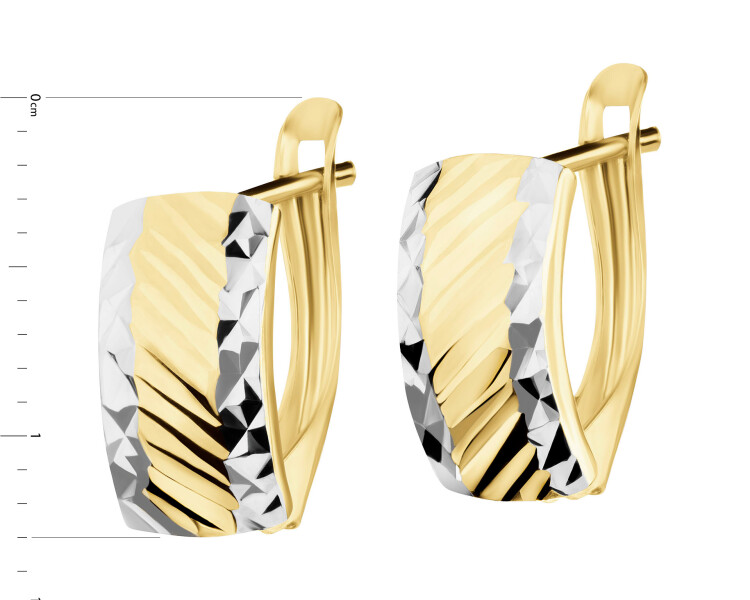 14 K Rhodium-Plated Yellow Gold Earrings 