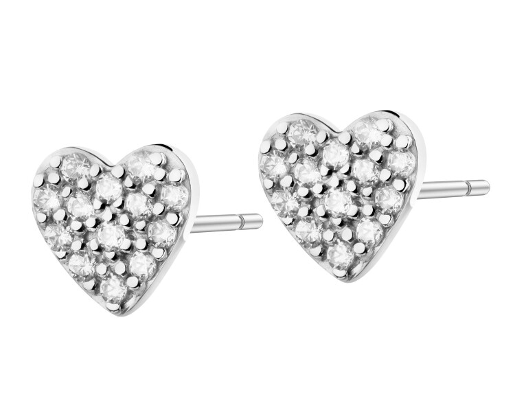 14 K Rhodium-Plated White Gold Earrings with Cubic Zirconia