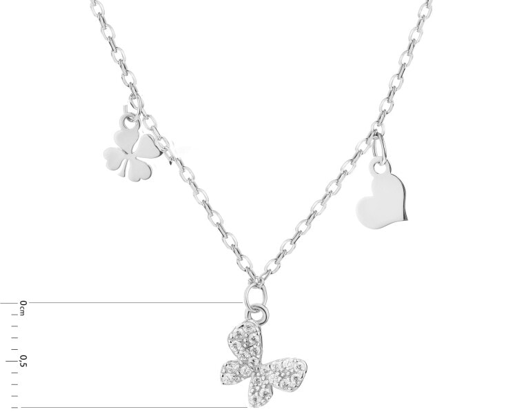 Rhodium Plated Silver Necklace with Cubic Zirconia