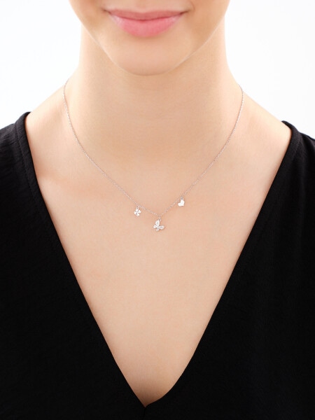 Rhodium Plated Silver Necklace with Cubic Zirconia