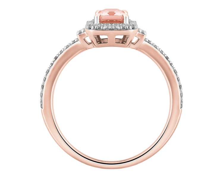 14 K Rhodium Plated Rose Gold Ring  - fineness 14 K