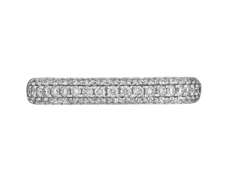 14 K Rhodium-Plated Yellow Gold Band Ring with Diamonds - 0,49 ct - fineness 14 K