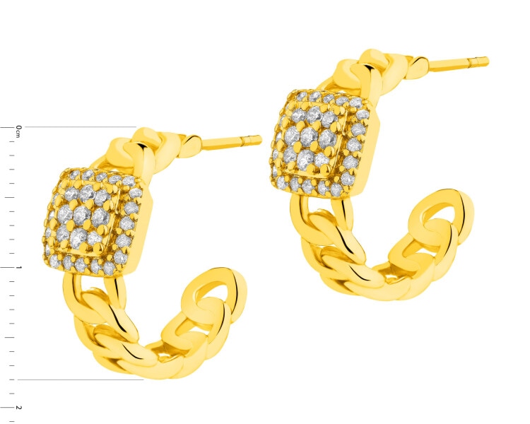 Gold-Plated Brass, Gold-Plated Silver Earrings with Cubic Zirconia