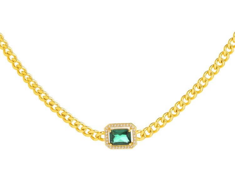 Gold-Plated Brass Necklace with Cubic Zirconia