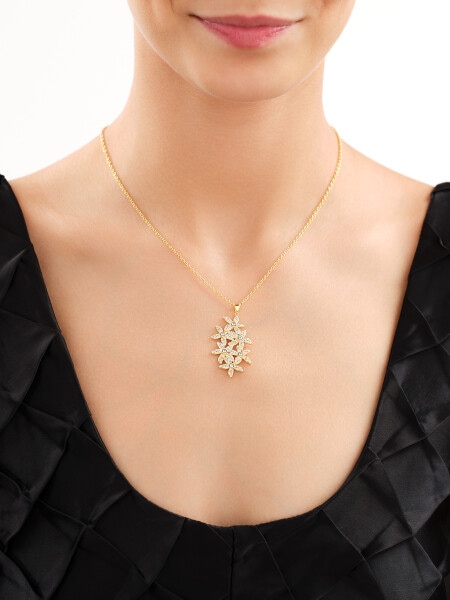 Gold-Plated Brass Necklace with Cubic Zirconia