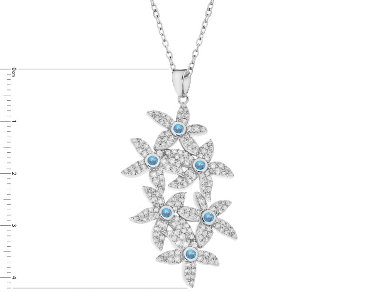 Rhodium-Plated Brass Necklace with Cubic Zirconia