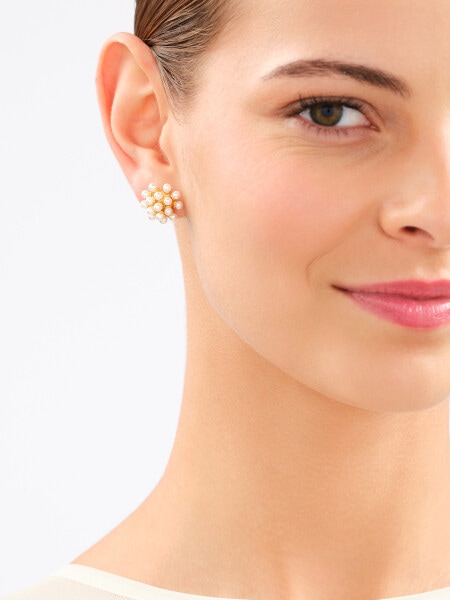 Gold-Plated Brass, Gold-Plated Silver Earrings with Shell