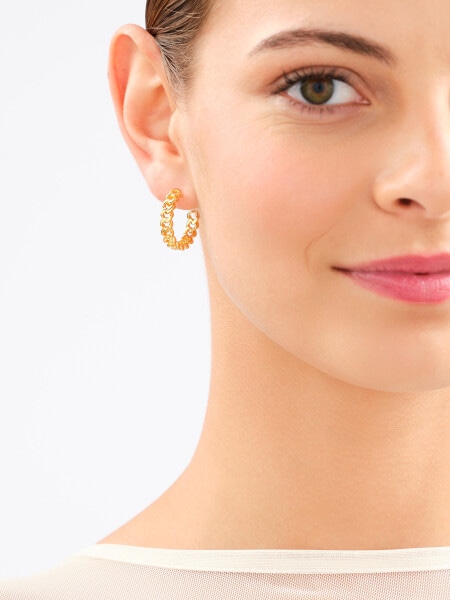 Gold-Plated Brass, Gold-Plated Silver Hoop Earring 