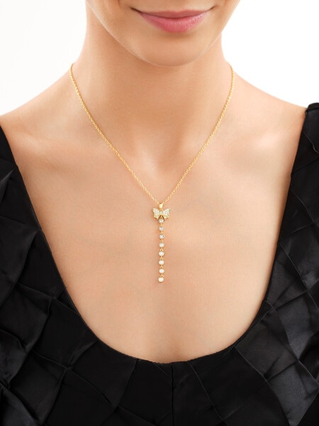 Gold-Plated Brass Necklace with Cubic Zirconia