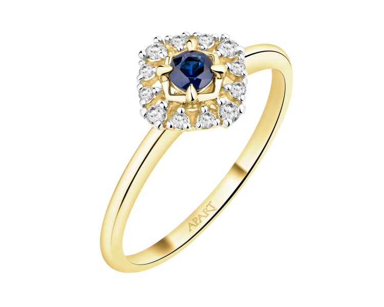 14 K Rhodium-Plated Yellow Gold Ring  - fineness 14 K