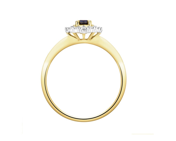 14 K Rhodium-Plated Yellow Gold Ring  - fineness 14 K