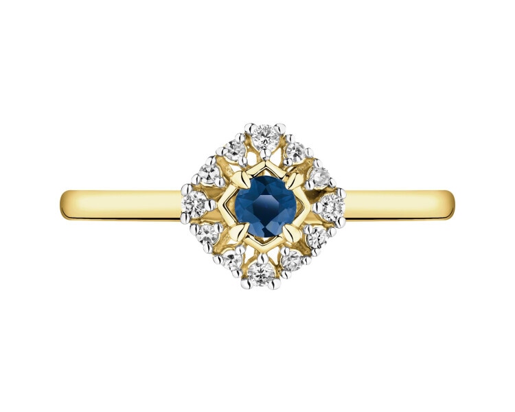 14 K Rhodium-Plated Yellow Gold Ring  - fineness 14 K