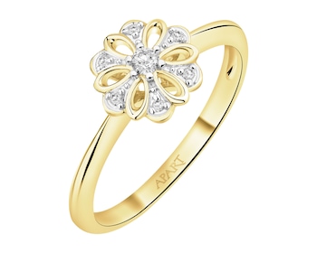 Zlatý prsten s diamanty - květ 0,05 ct - ryzost 585
