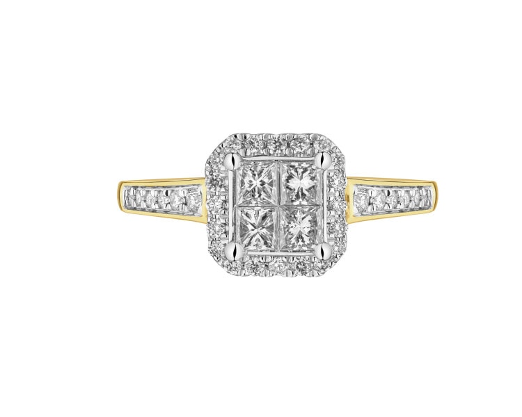 Prsten ze žlutého a bílého zlata s diamanty 0,50 ct - ryzost 585