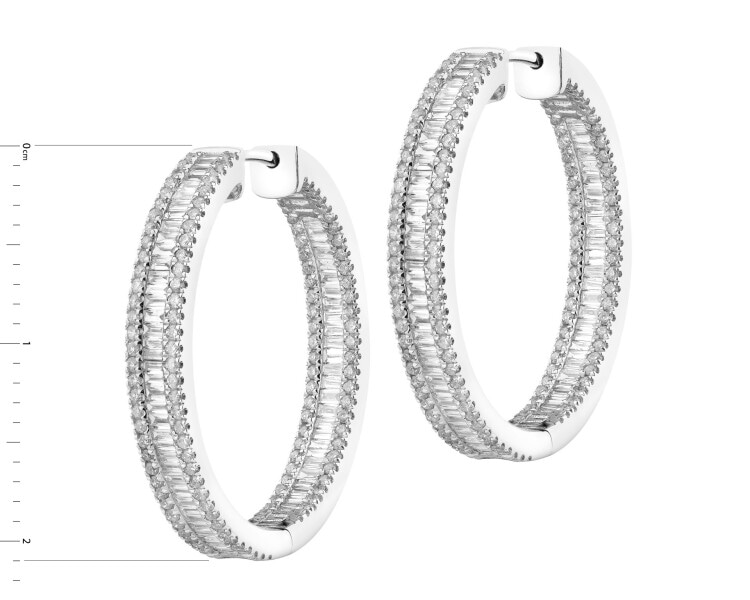 18 K Rhodium-Plated White Gold Hoop Earring  - 1,21 ct - fineness 18 K