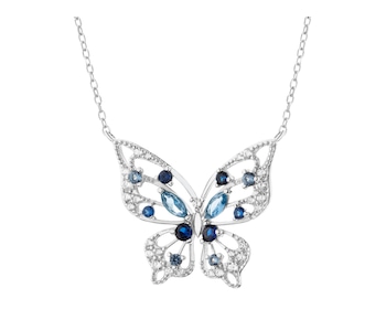 Stříbrný náhrdelník se zirkony - motýl