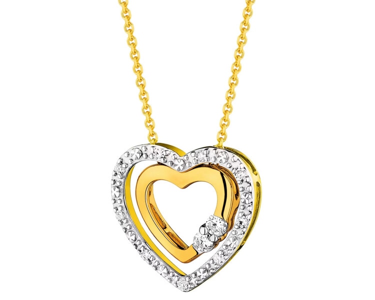 Yellow gold diamond necklace - 0,10 ct - fineness 14 K